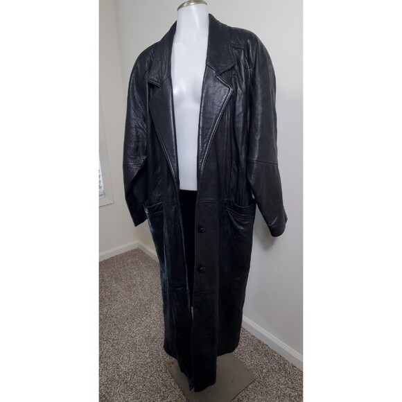 Preston & York Lamb Skin Trench Coat Women's Black Size Large Vintage Genuine - Picture 3 of 10
